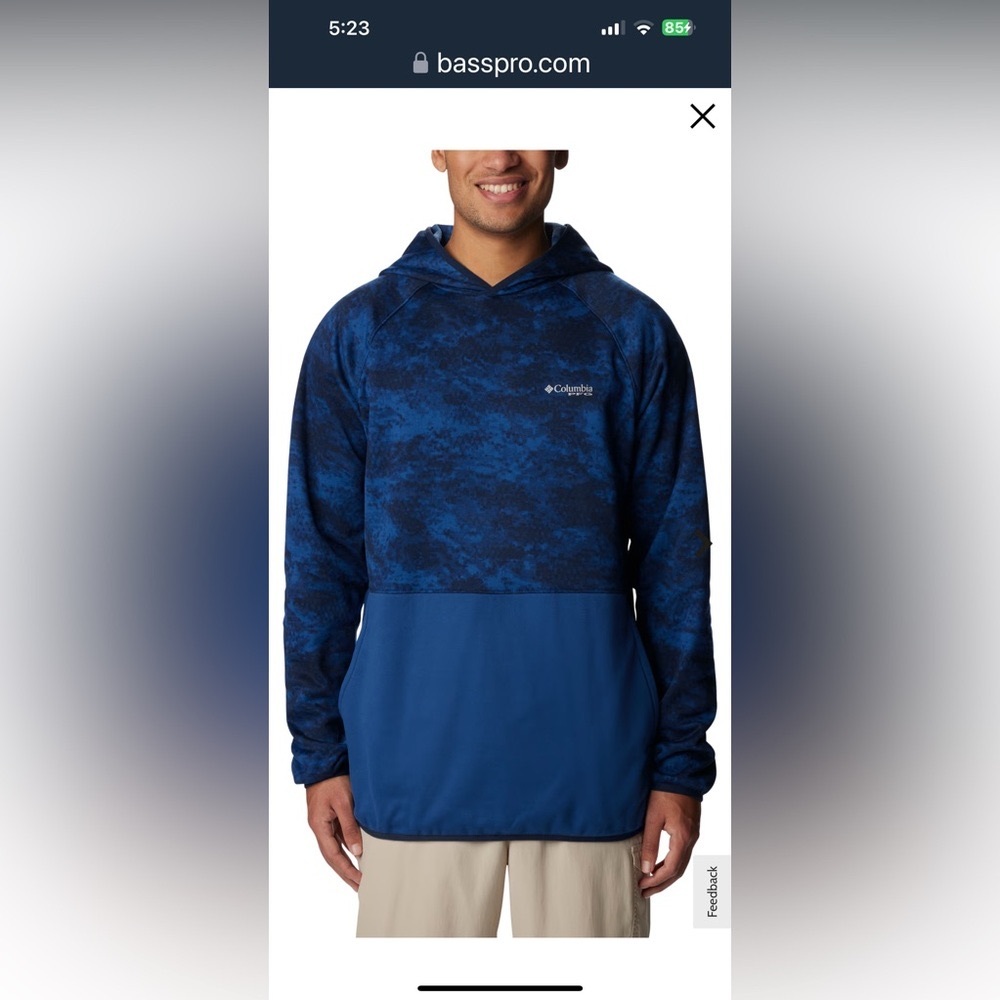 NWT Columbia PFG terminal tackle Fleece hoodie men’s Sz M Blue Camo $75